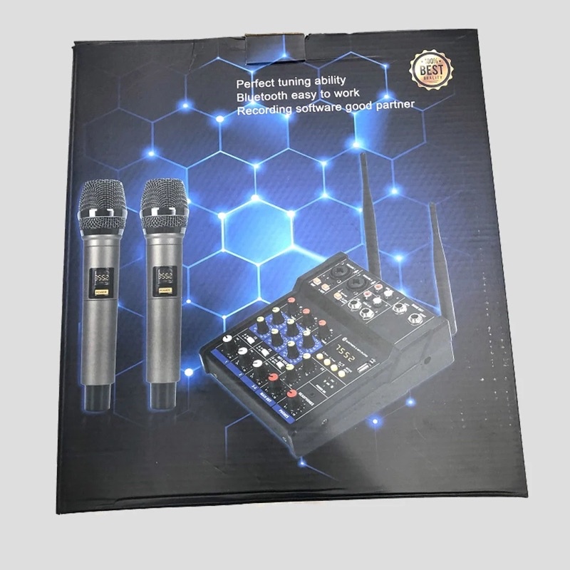 Mixer Livetream Yamaha G4 Bluetooth, USB - Tặng Kèm 2 Micro Không Dây UHF, Loa Kéo Dàn Amply Gia Đình - Dùng Trên Xe Hơi