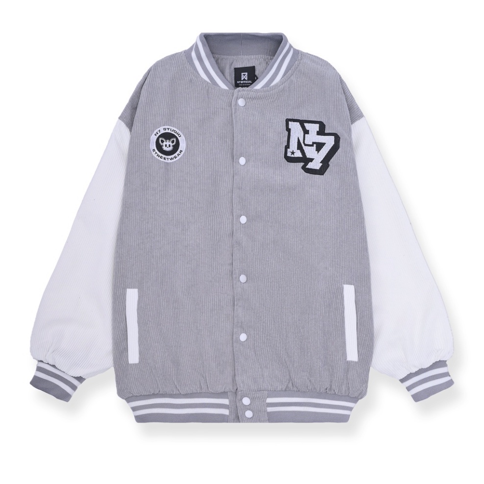 @ Áo Khoác Varsity Jacket N7 STUDIO bomber bóng chày basic nam nữ form rộng Local Brand @