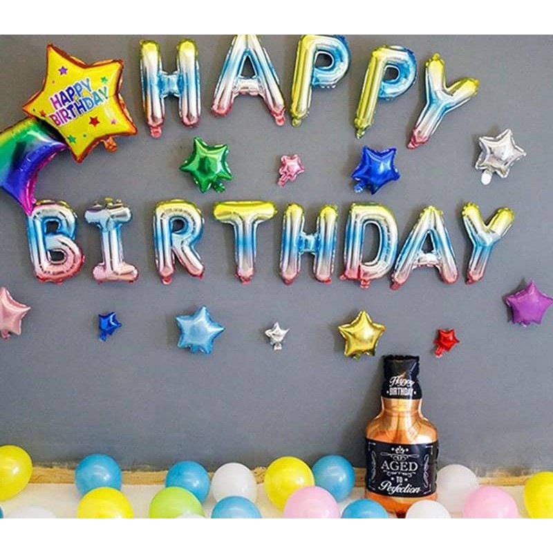 [ Kèm dây treo bóng ] Bong bóng chữ Happy birthday trang trí sinh nhật