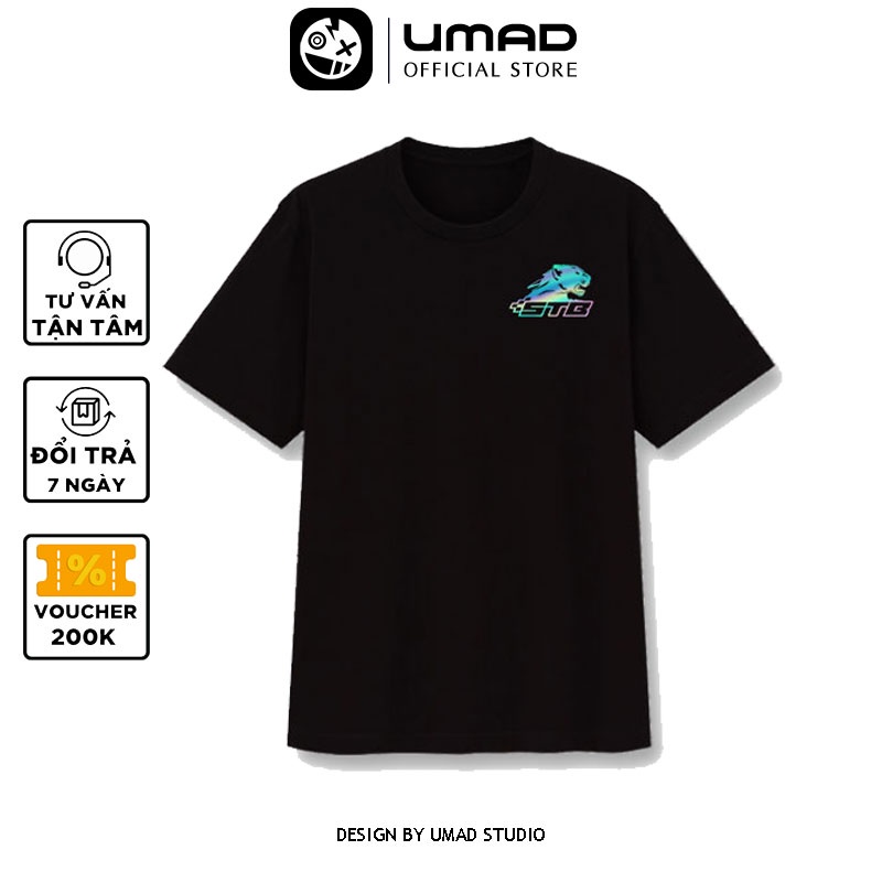 Áo thun nam UMAD racing boy STB V.1 phản quang 7 màu cổ tròn tay ngắn màu đen có big size 100kg mẫu Biker xe độ, xe đua