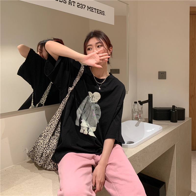 SUXI Áo Thun Ngắn Tay Cổ Tròn Dáng Rộng Thời Trang Mùa Hè Cho Nữ