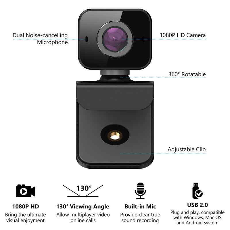 Webcam 1080p Hd Tích Hợp Micro Tự Động Lấy Nét Video Với Phích Cắm Usb | BigBuy360 - bigbuy360.vn