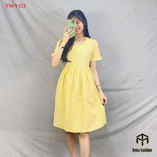 Váy bầu bigsize nữ TEMA - Đầm suông kẻ caro dáng đuôi cá siêu xinh