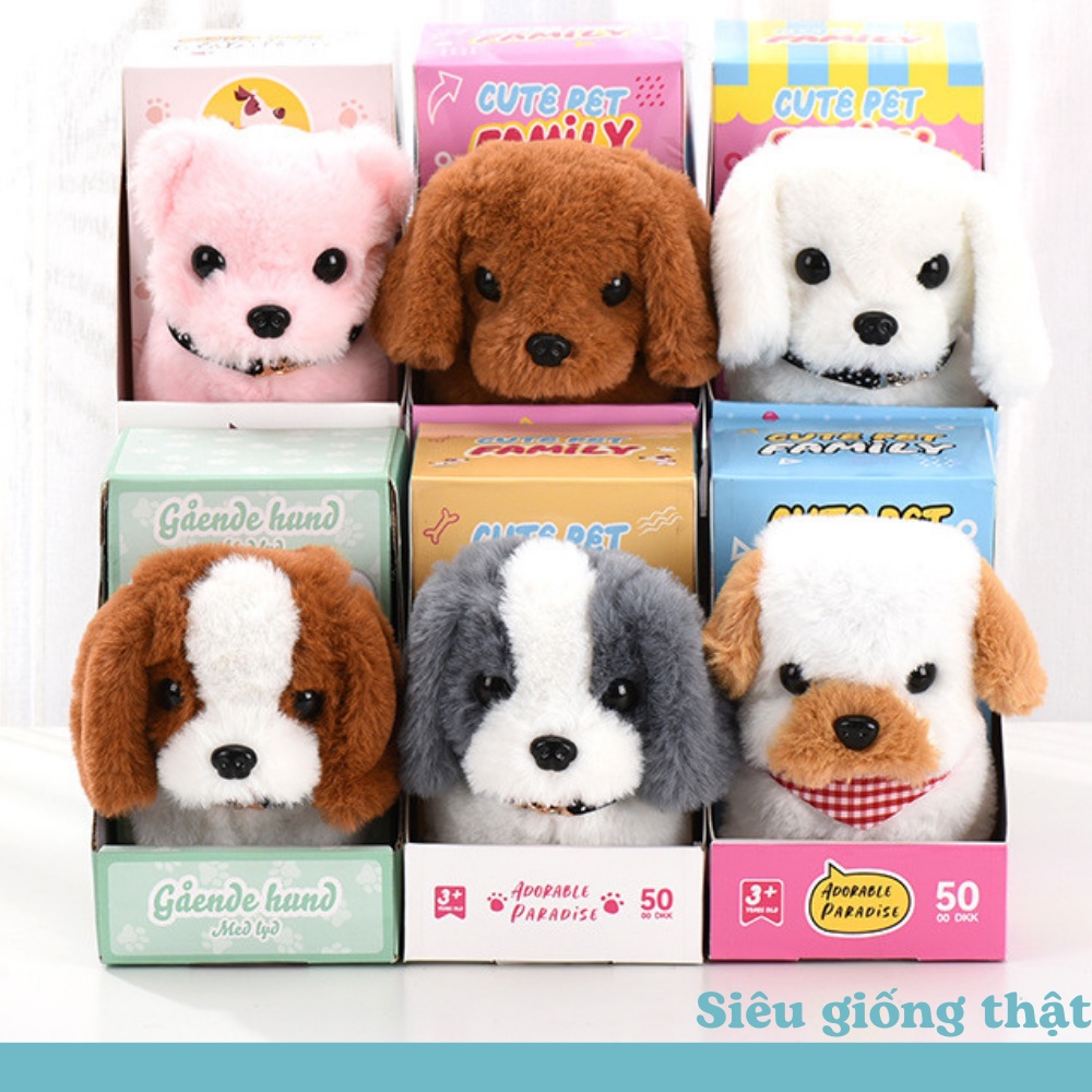 Chó bông biết đi biết sủa cỡ nhỏ mini, biết vẫy đuôi cún bông nhỏ đồ chơi trẻ em cho bé trai bé gái 1 2 3 4 tuổi babyegg