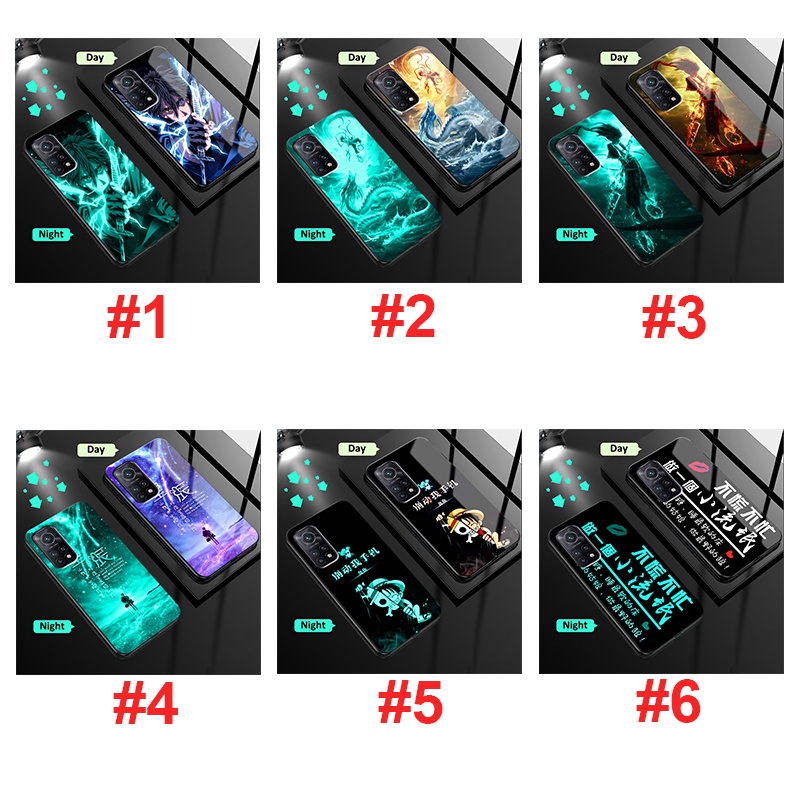 Ốp điện thoại cứng họa tiết hoạt hình dạ quang cho Xiaomi Redmi K40 Gaming Poco F3 Redmi K40 K40 Pro Poco X3 GT Poco M3 Pro 5G Redmi 9T 9A Anime Dragon Fashion Tempered Glass Cases Covers