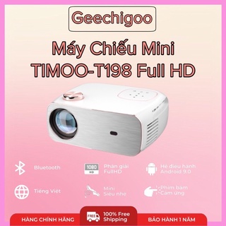 Máy Chiếu Phim Mini TIMOO-T198 Full HD Android 9.0 Độ Sáng Lên Tới 6000Lumens Bảo hành 12 tháng