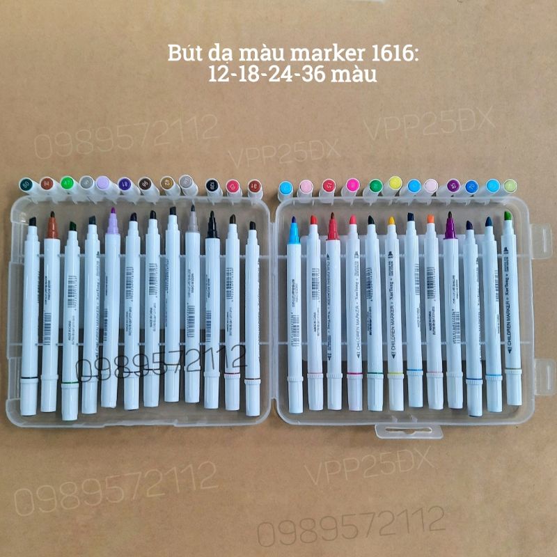 Bộ bút dạ màu marker 1616 - 12-36 màu.bút dạ 2 đầu.