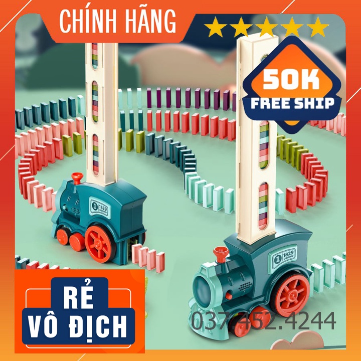 Mô hình tĩnh💕Freeship💕Tàu Lửa Xếp Domino Tự Động Có Nhạc, Cho Bé Thỏa Sức Sáng Tạo. Tàu Lửa Nhả Domino Cho Bé