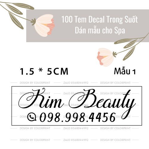 Combo 100 Tem/ Sticker Dán Mẫu Spa