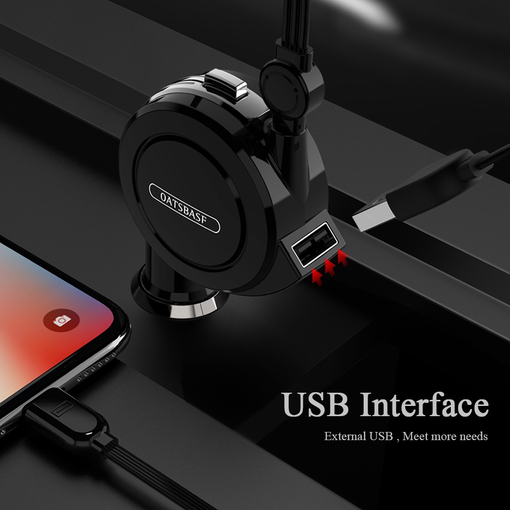 Dây Cáp Sạc Nhanh 3 Trong 1 Type C Micro Usb Có Thể Thu Gọn Cho Xe Hơi