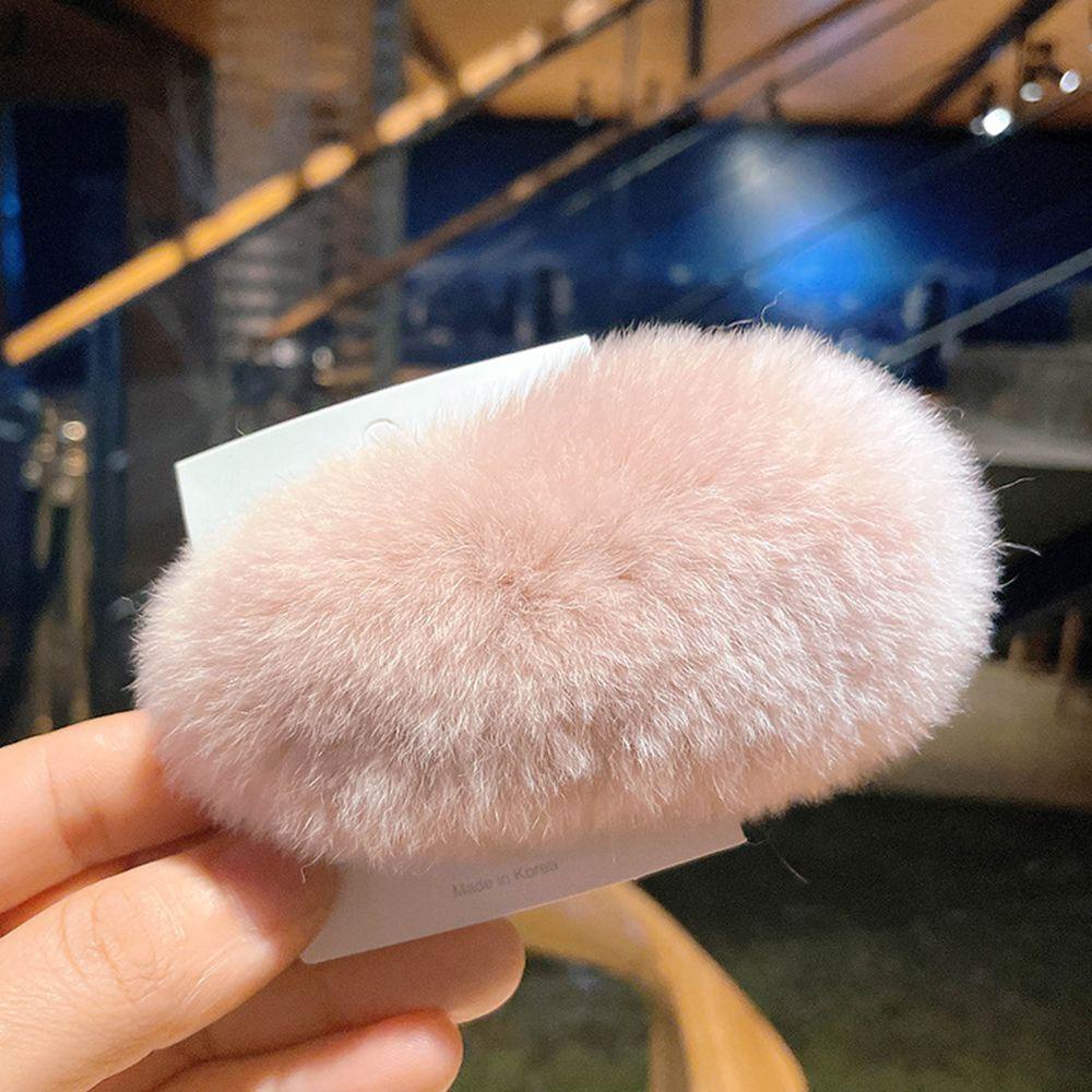 Kẹp Tóc Đính Lông Giả Màu Trơn Dễ Thương Sáng Tạo Cho Nữ