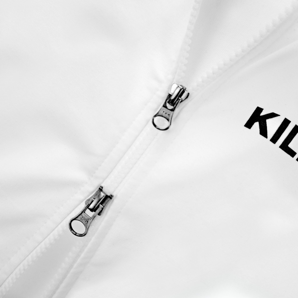 Áo khoác hoodie zip Kill System line oversize có nón nam nữ, vải chân cua, 2 màu đen trắng unisex