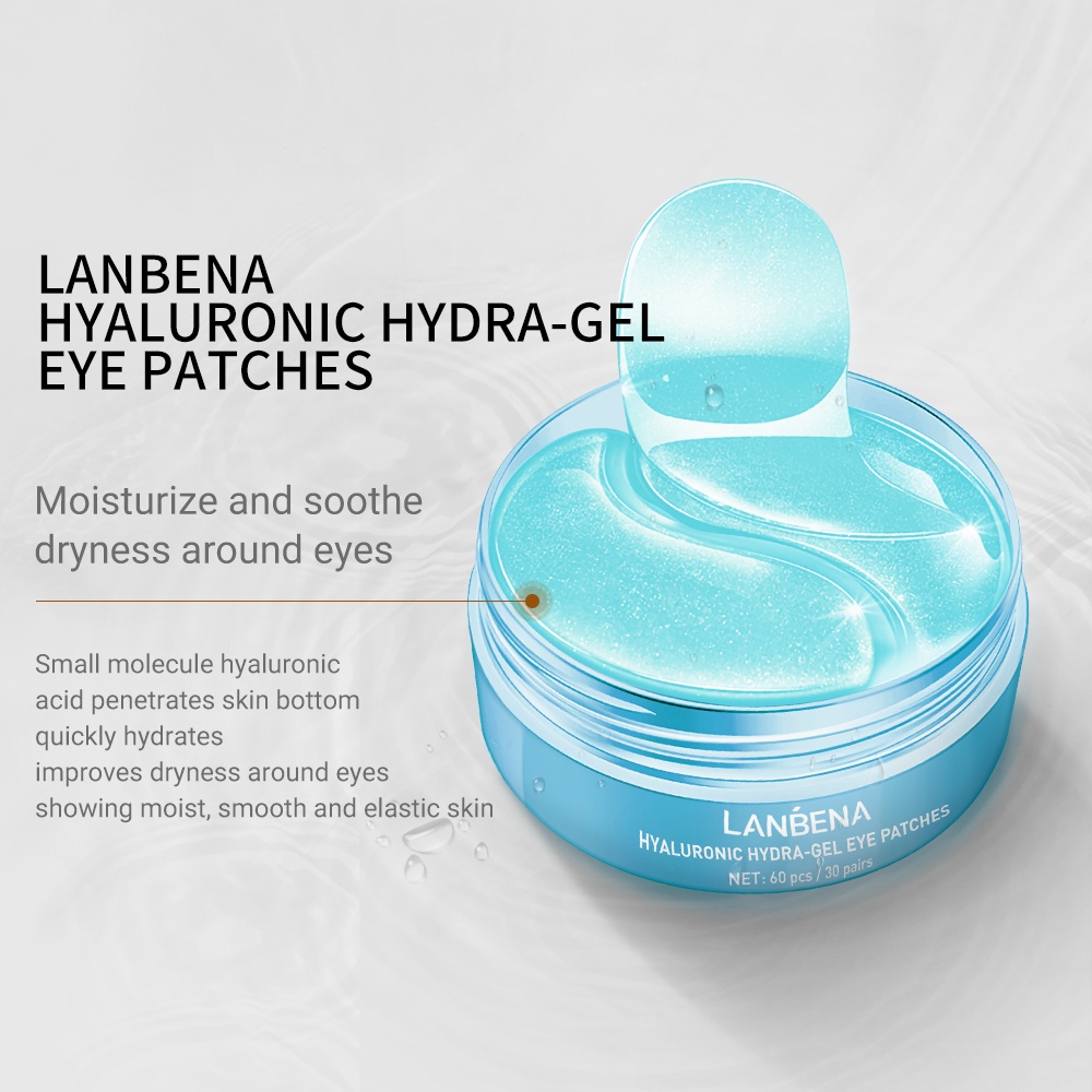Mặt nạ mắt Hyaluronic Acid LANBENA Collagen dưỡng ẩm làm dịu vết khô quanh mắt 60 miếng
