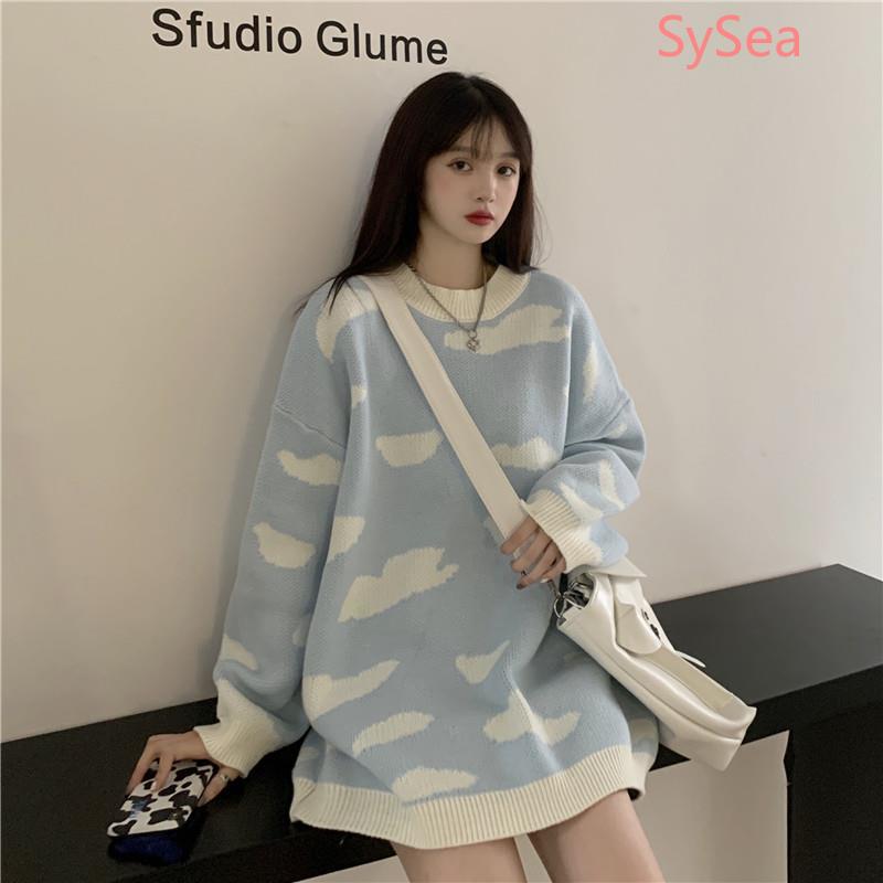 Áo Sweater Tay Dài Cổ Tròn Dáng Rộng Xinh Xắn Cho Nữ
