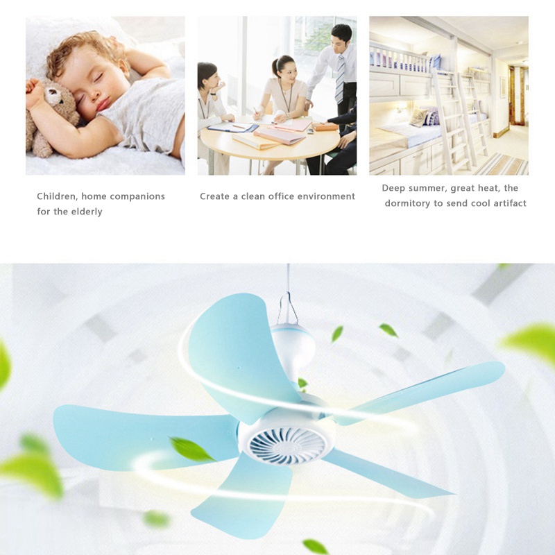 Quạt Trần Mini 5 Cánh 500mm Tiết Kiệm Năng Lượng Có Công Tắc Phích Cắm US