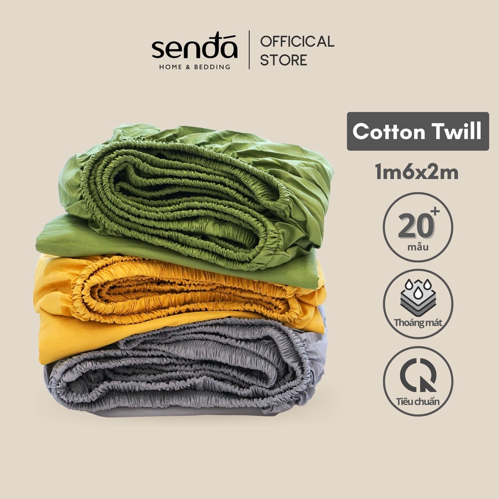 Ga giường 1m6x2m Cotton thô lụa Sen Đá Home Bedding cao cấp trơn màu, drap bo chun trải nệm, ra bọc đệm 1m6 x 2m