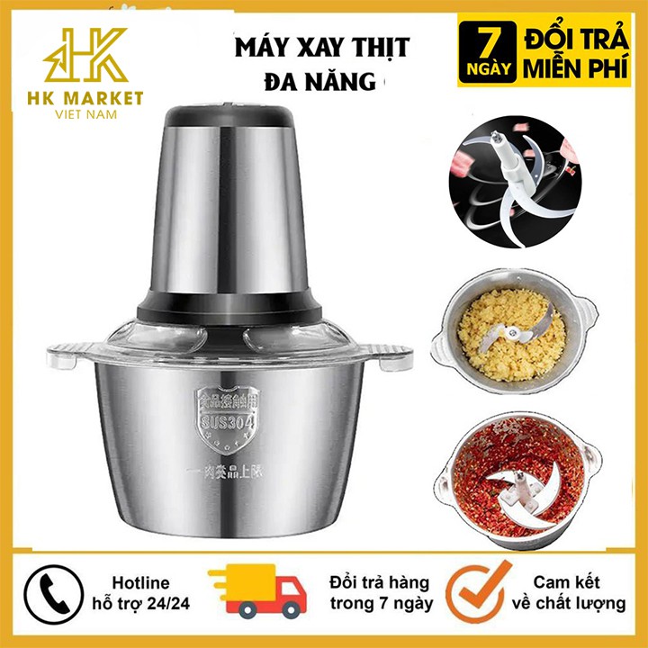 Máy xay thịt Cối Xay Thực Phẩm Đa Năng Inox 304 Dung Tích 2l Hàng Cao Cấp Lõi Đồng [BH 1 đổi 1 trong 3 tháng]