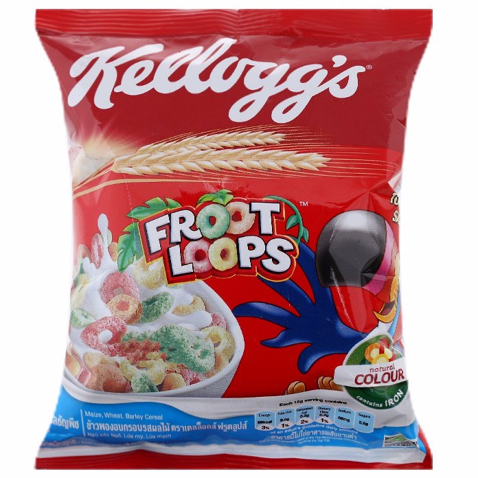 Bánh/Ngũ cốc ăn sáng Kellogg’s Froot Loops/Coco Loosp/Frosties - Gói 15G