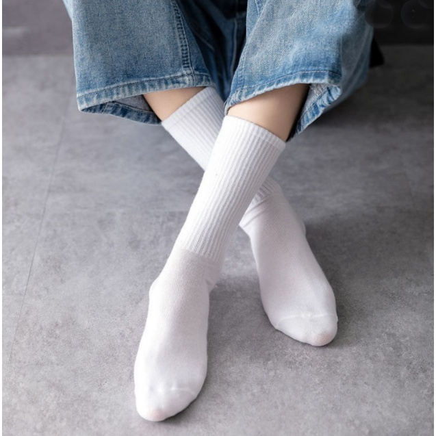 Tất Trơn Cổ Cao Nam Nữ Chất Liệu Dệt Kim - Vớ Trơn Dài Thời Trang Thể Thao Năng Động Unisex