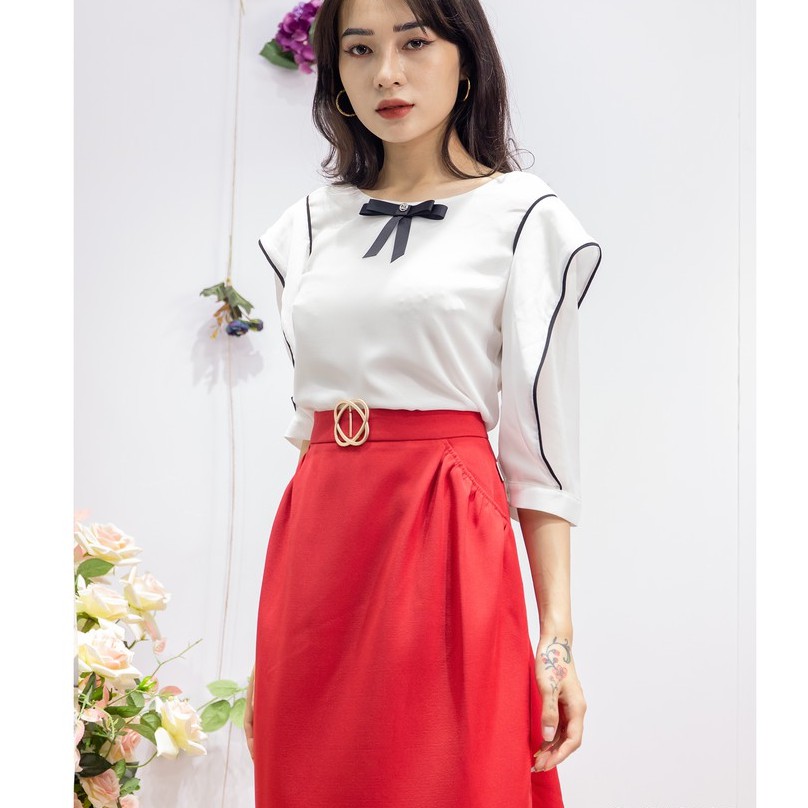 Chân váy ôm, túi chéo, rúm ly viền túi Emspo J1105