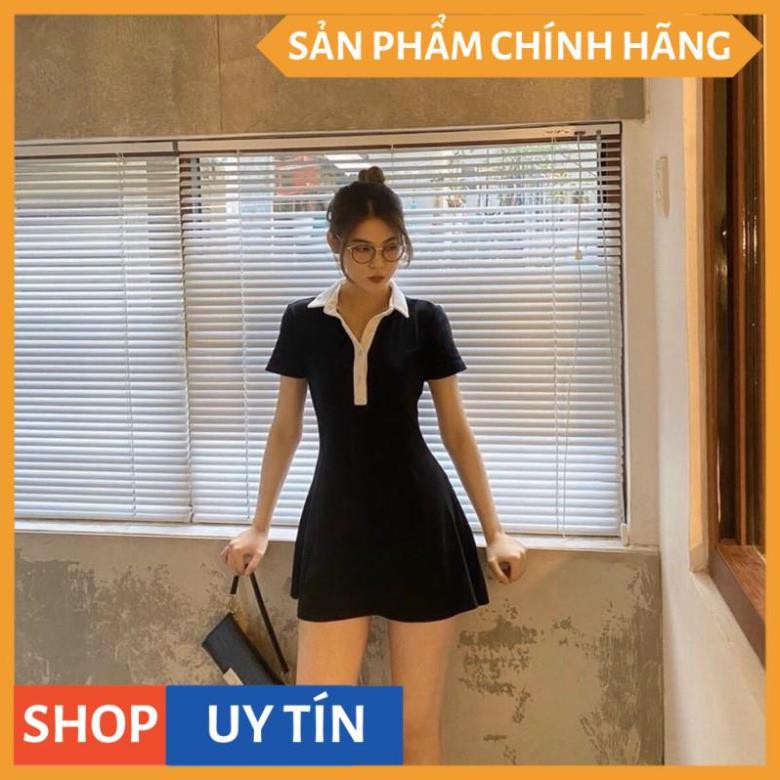 [ FASHIONRUN19 - FASHIONHOT19 ] Đầm polo đen viền cổ trắng(sẵn tại shop ) | BigBuy360 - bigbuy360.vn