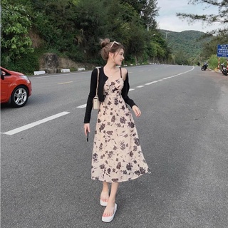 Set đầm xòe dài kèm áo khoác sang chảnh