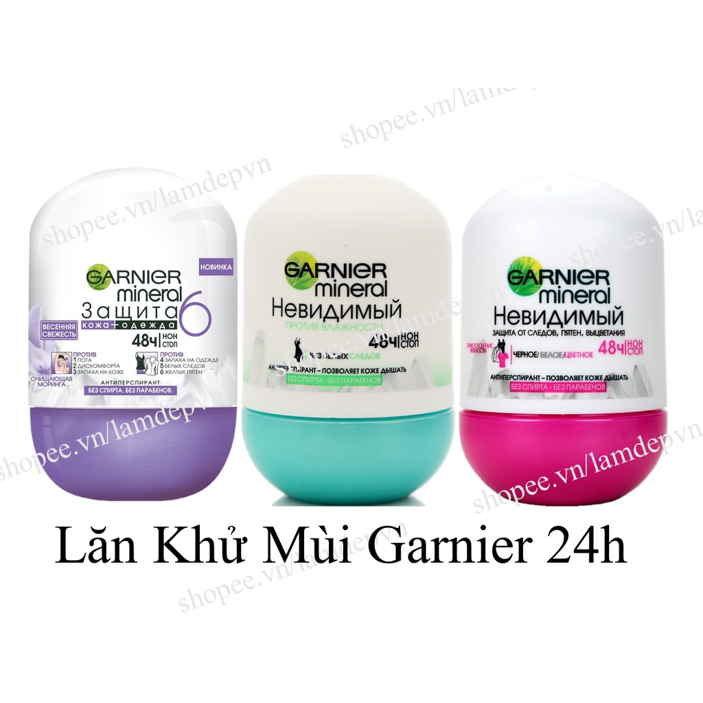 Lăn khử mùi diệt khuẩn Garnier Mineral Invisible 48H