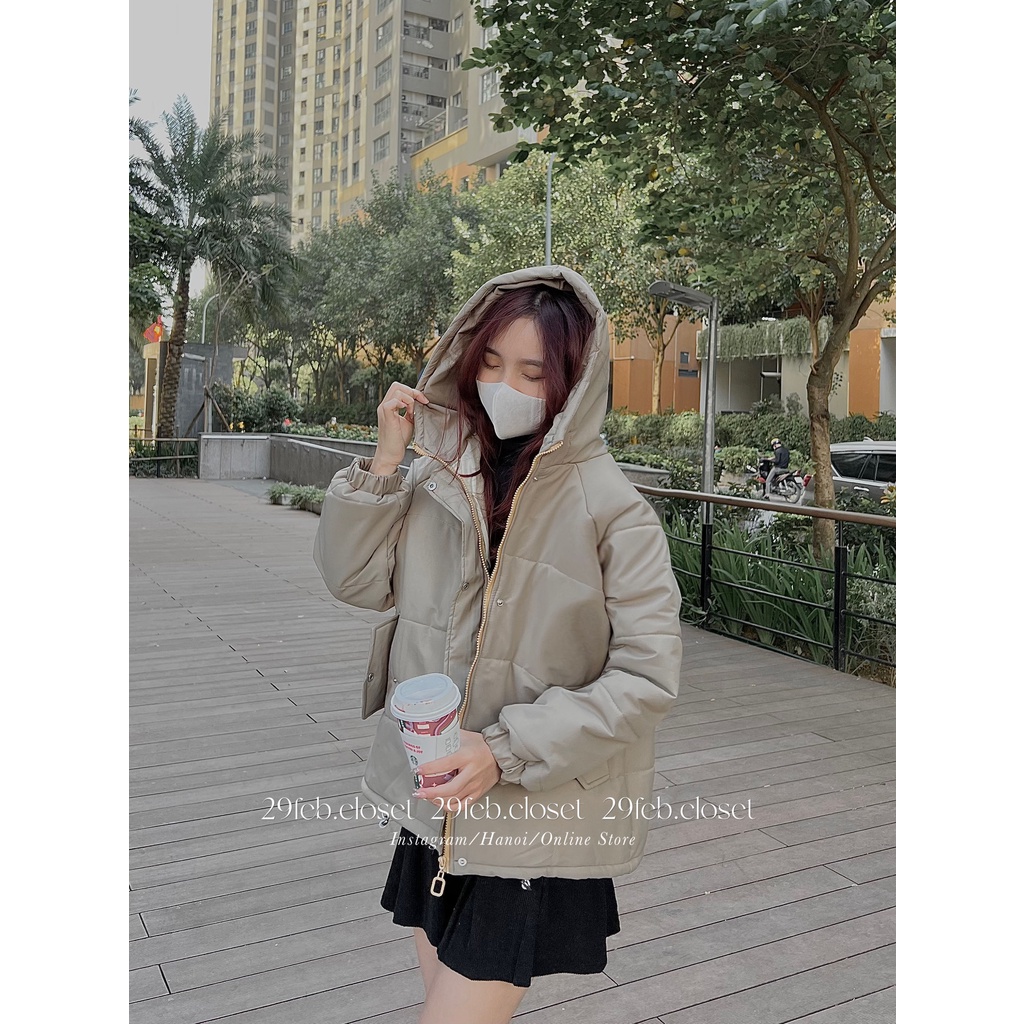 [Ảnh thật/Video] Áo khoác phao béo có mũ chất trượt lì - A2 - 29feb.closet | BigBuy360 - bigbuy360.vn