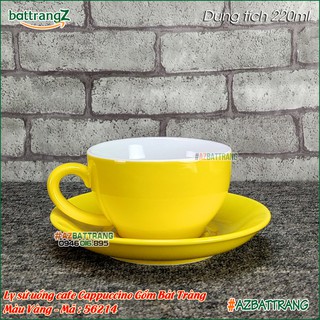 Ly tách sứ cafe Cappuchino màu Vàng Gốm Bát Tràng AZ