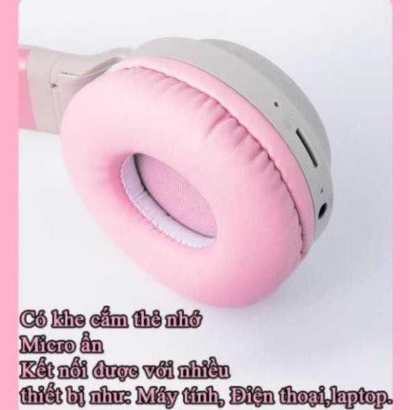 [Chính hãng] Tai Nghe Mèo Bluetooth (chụp tai, có đèn, có Mic, Bass, Pin Khủng 400mAh- BH 12 tháng)