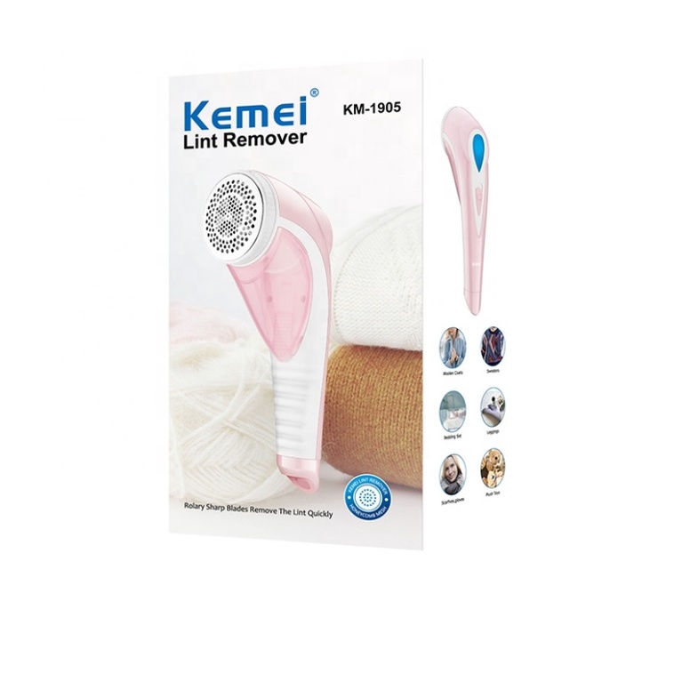 Máy Cắt Lông Xù Quần Áo Chăn Mền Sạc Pin Tiện Dụng 2 Chế Độ Với 6 Lưỡi Cắt Kemei 1905