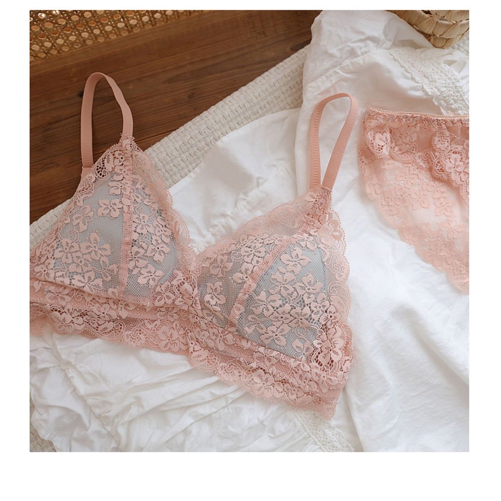 Áo Ngực Hình Tam Giác Không Gọng Phối Ren Phong Cách Nhật Bản Dành Cho Nữ