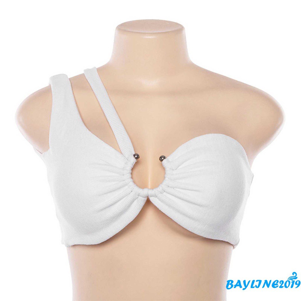 Áo Croptop Trễ Vai Một Bên Vai Màu Sắc Thời Trang Quyến Rũ Cho Nữ