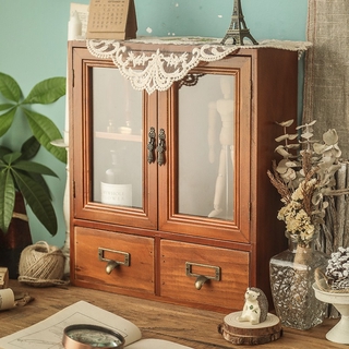 Hộp đựng đồ để bàn bằng gỗ phong cách vintage