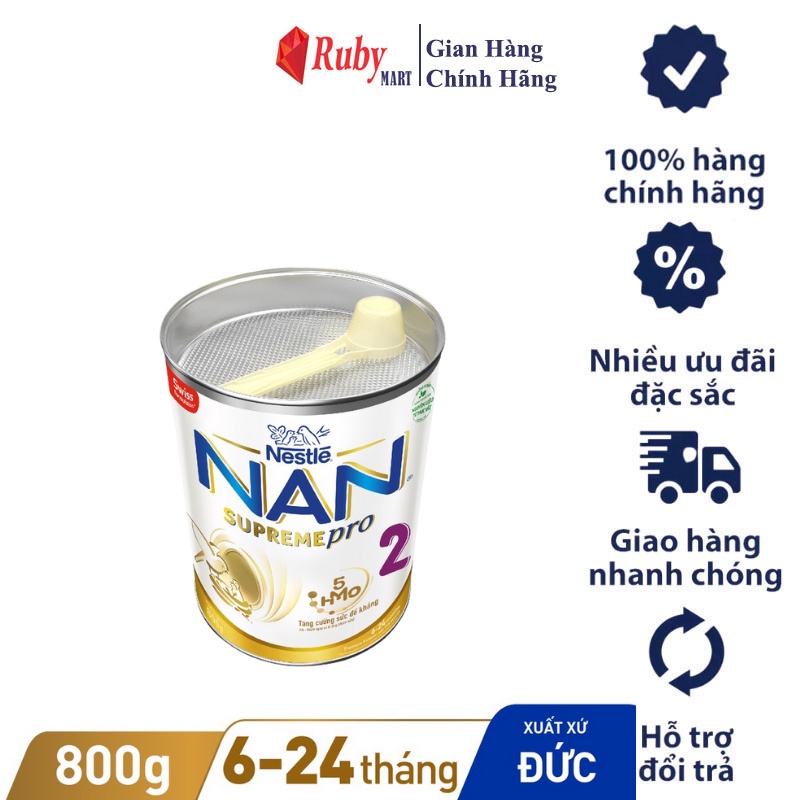 [Date T11/24] Sữa Bột Nestle NAN Supreme Pro 2 - Hộp 800gr Dễ Uống