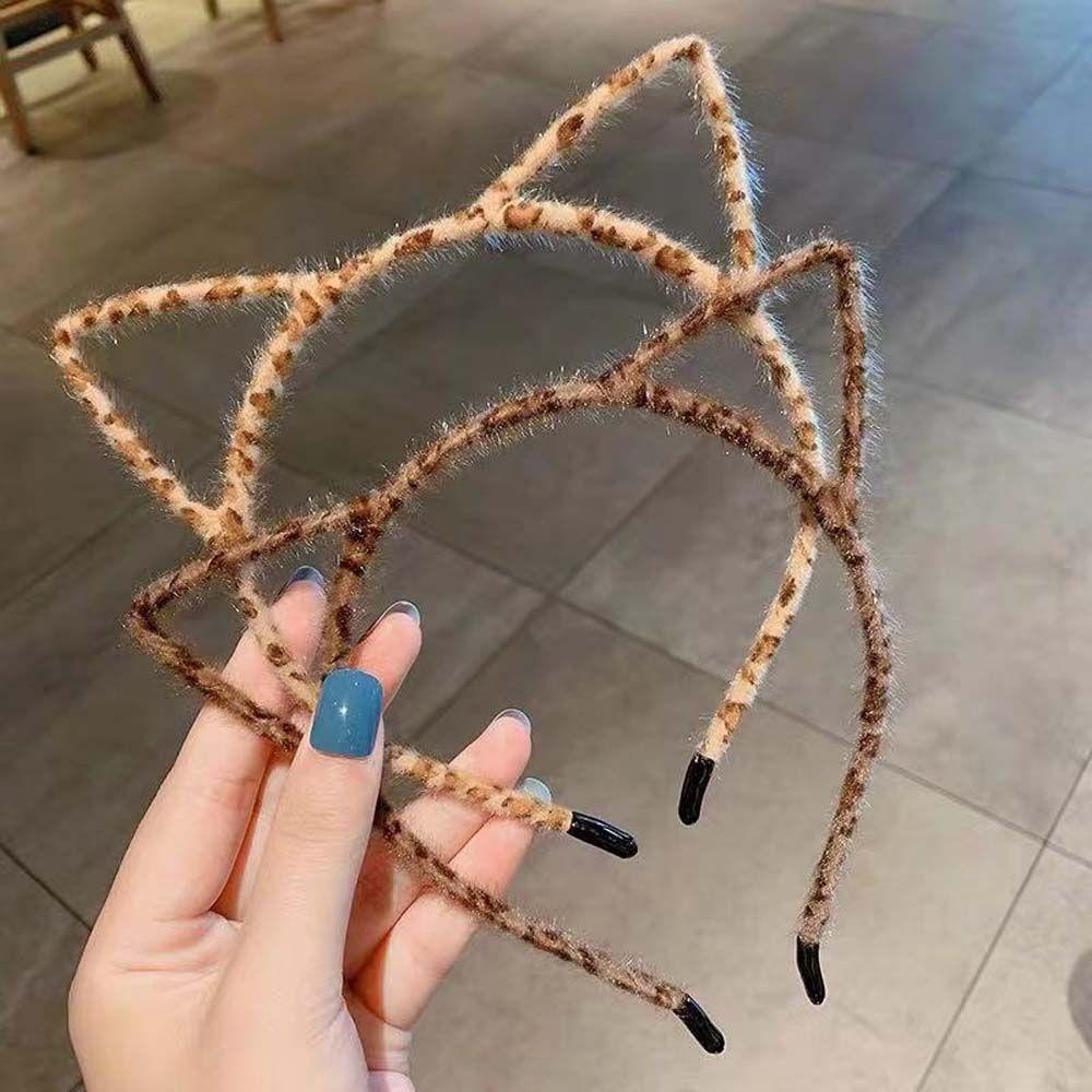 TWINKLE Băng Đô Tai Mèo Họa Tiết Da Báo Thời Trang