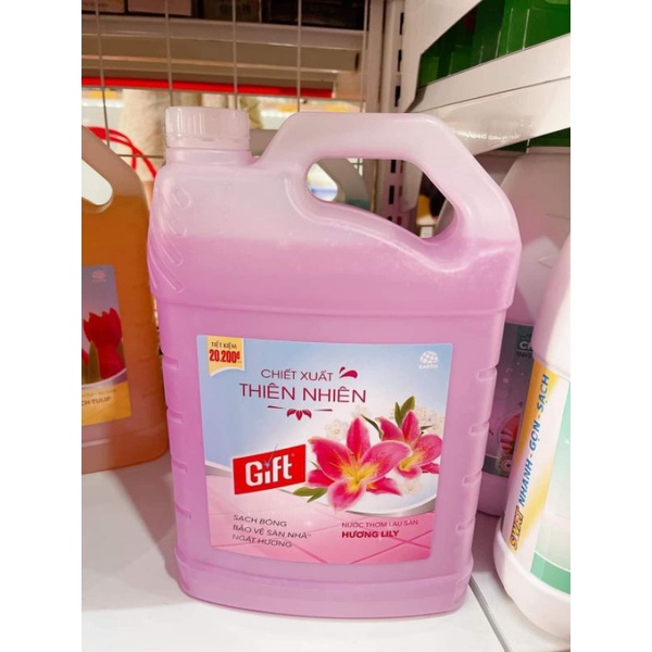 Nước Lau Sàn Gift Hương Tulips màu Cam can 3,8lit