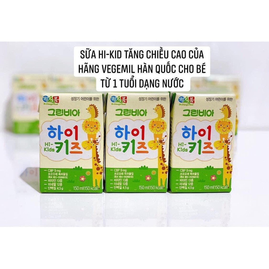 Sữa tươi Greenbia Hi-kids 150ml cho bé từ 1y+ date 2022