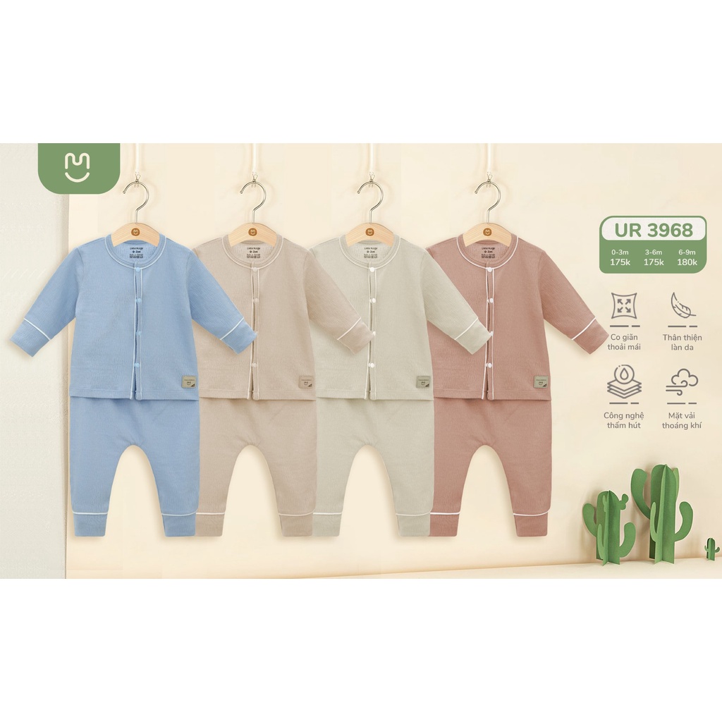 Bộ sơ sinh cài giữa cotton 4 màu thấm hút mồ hôi 3968