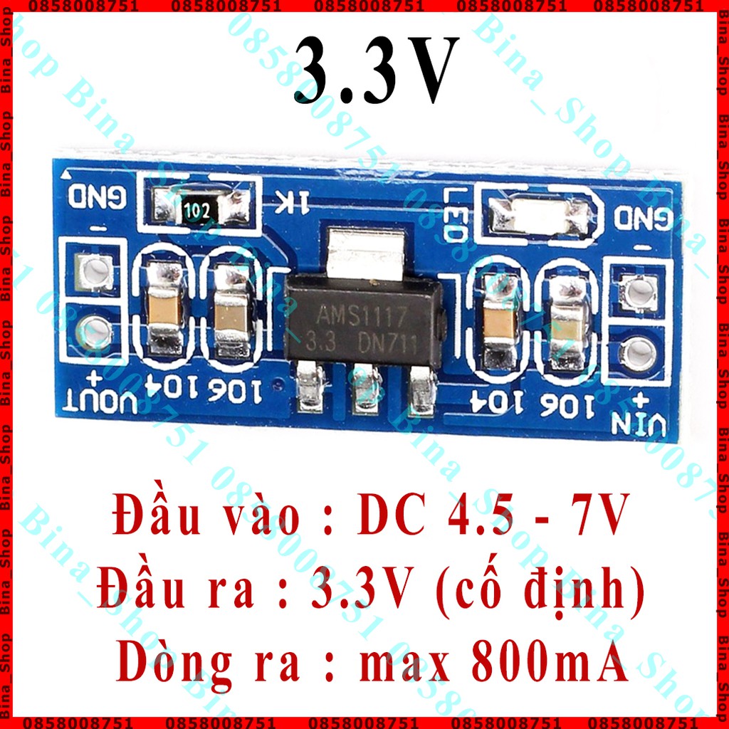 Mạch hạ áp AMS1117 DC 3.3V/5V 800mA