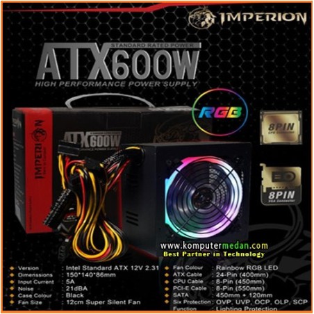 Nguồn Cấp Điện Imperion 600w Rgb 8 Pin Psu Atx 600 Watt 8pin