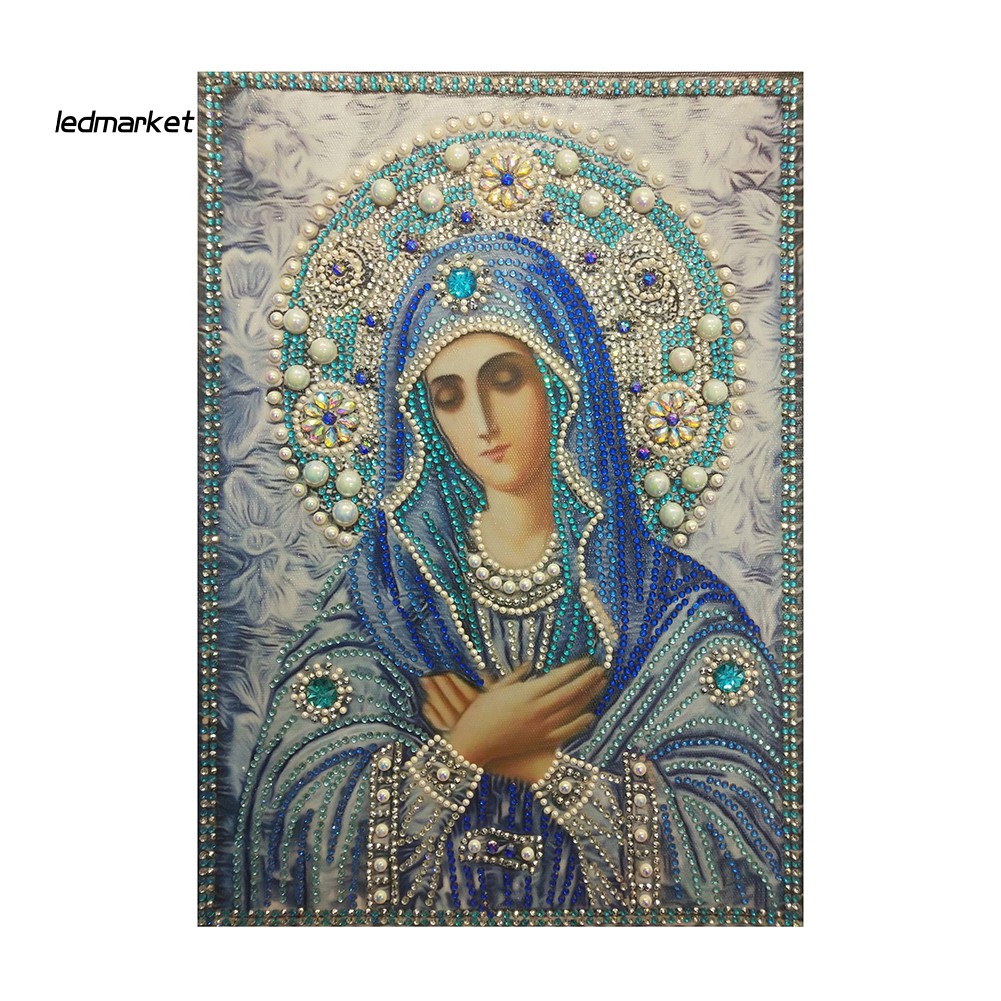 Bộ Tranh Đính Đá Tự Làm 30cm X 40cm Hình Đức Mẹ Mary Nhiều Màu Sắc Đẹp Mắt Kèm Phụ Kiện