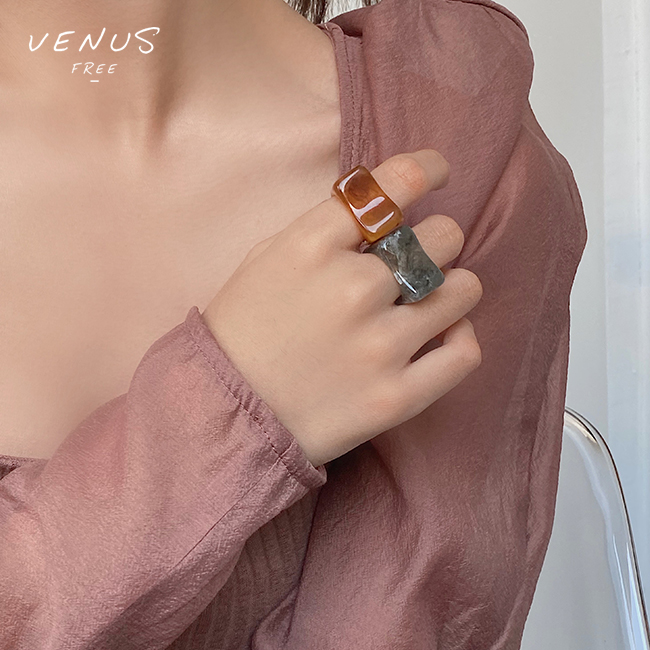 IF ME Nhẫn nhựa màu sắc đẹp mắt phong cách Hàn Quốc cho nữ