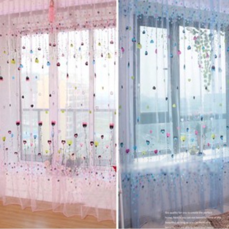 Rèm Cửa Voan Hoa Trái Tim (1 x 2m, 1 x 2.7m)