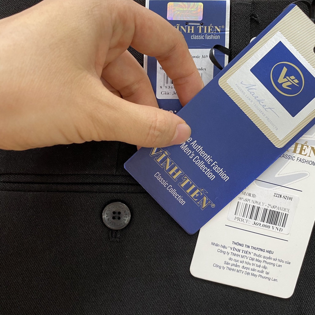 Quần Tây Nam 0ly Classic Form Thường Vĩnh Tiến 369 - Màu Đen Trơn
