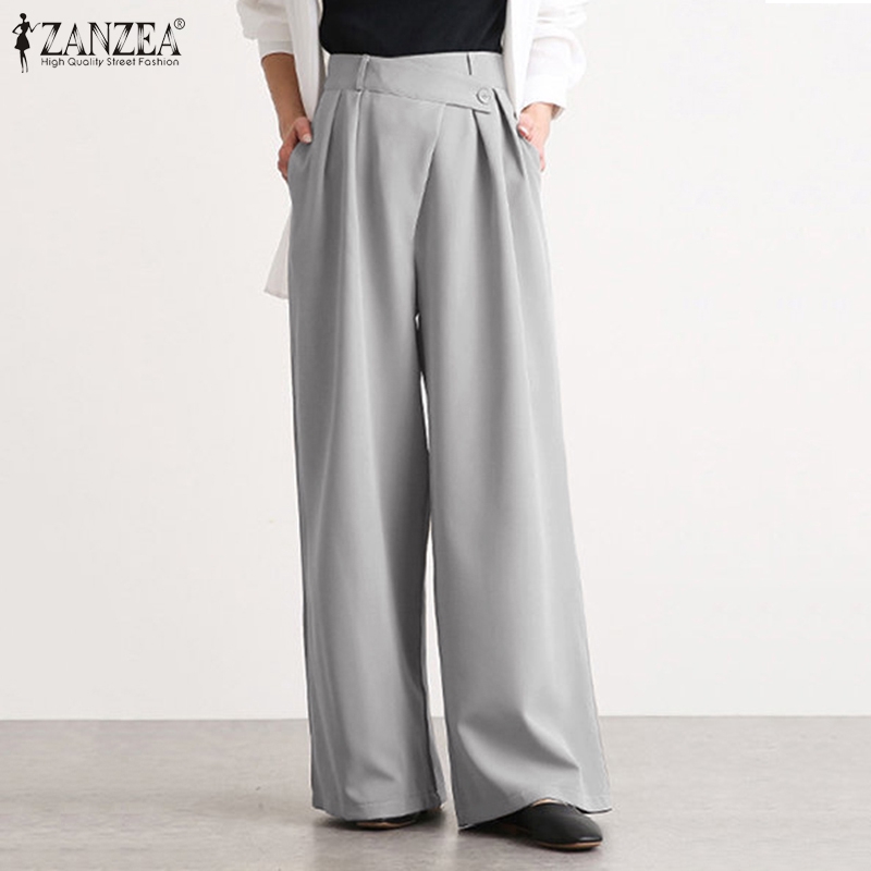 ZANZEA Quần Dài Ống Rộng Thời Trang Thanh Lịch Dành Cho Nữ