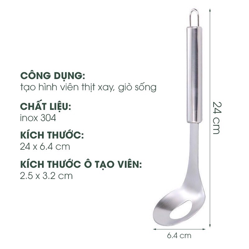 Môi viên thịt inox, muỗng làm thịt viên nặn mọc bằng inox