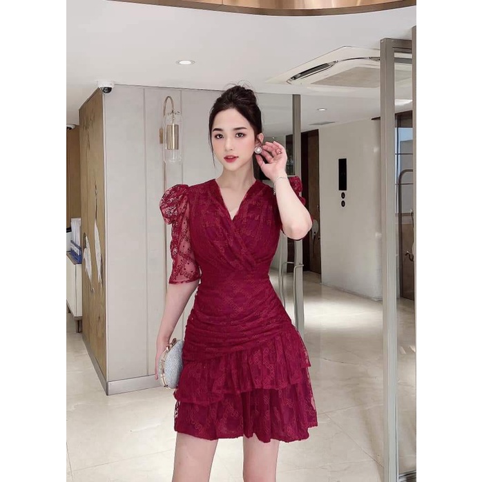 ĐẦM REN NỮ KIỂU DÁNG TAY CON CÓ LÓT DỰ TIỆC KẾT HỢP ĐI LÀM CÔNG SỞ SIÊU ĐẸP PU (HÀNG QUẢNG CHÂU)