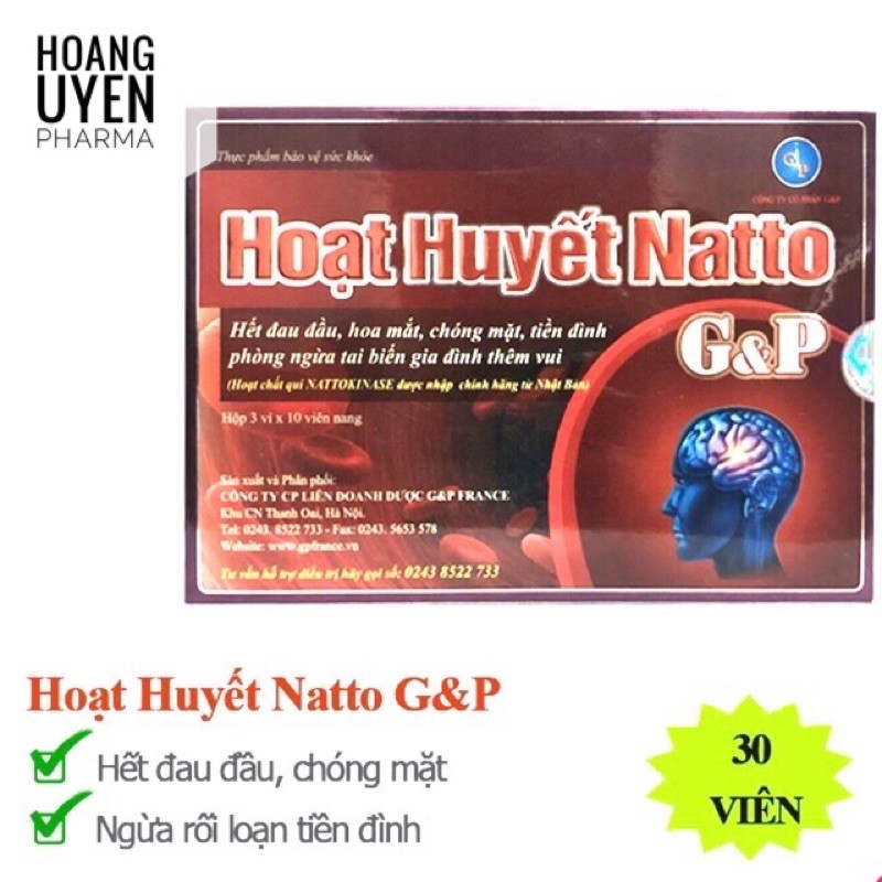 Viên uống dưỡng não Hoạt huyết Ginkgo Natto G&P - Hộp 30 viên