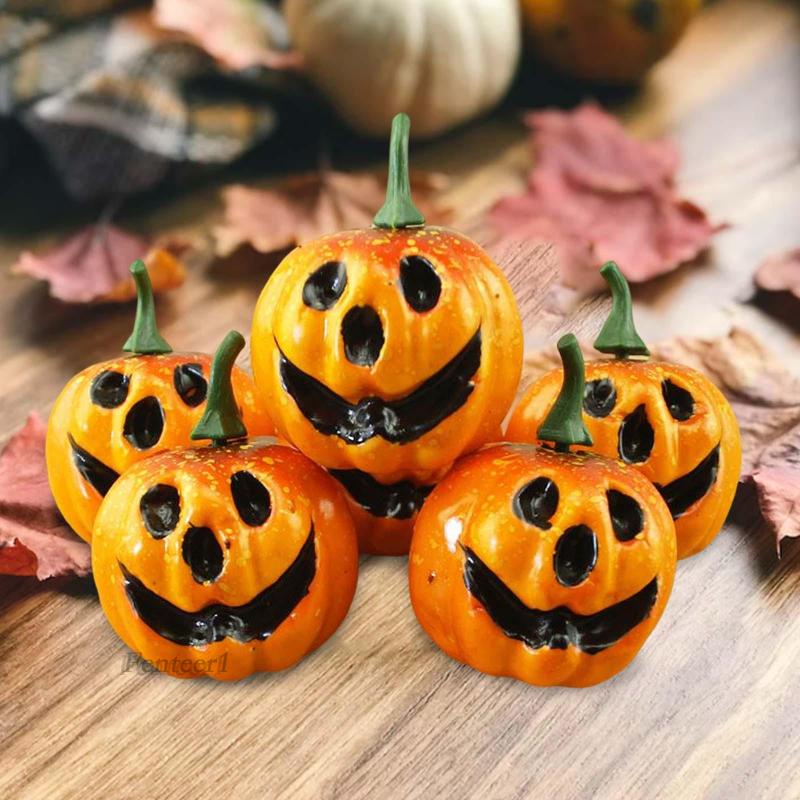 1 [Fenteer] Set 6 Quả Bí Ngô Nhân Tạo Trang Trí Halloween